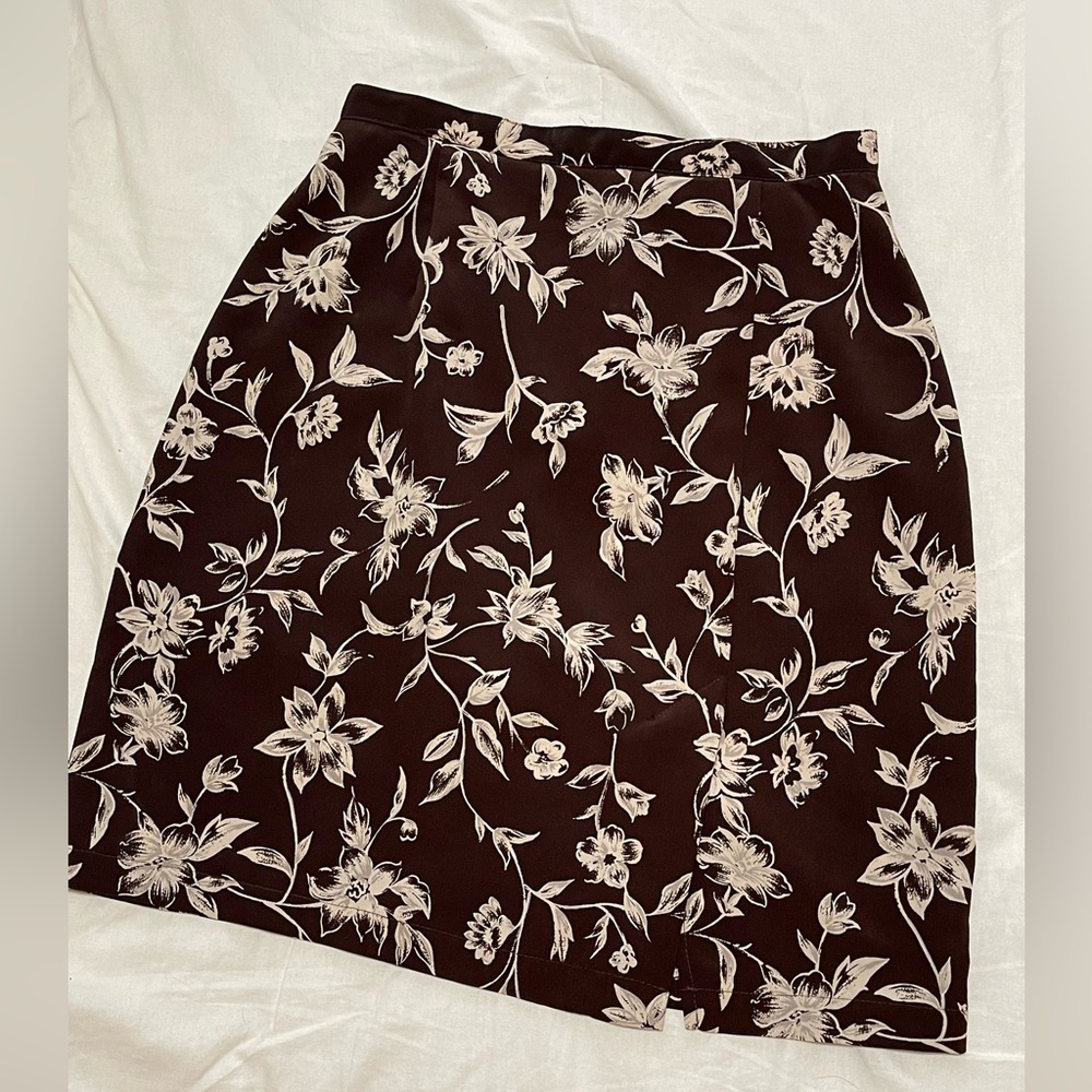 Brown and tan floral skirt